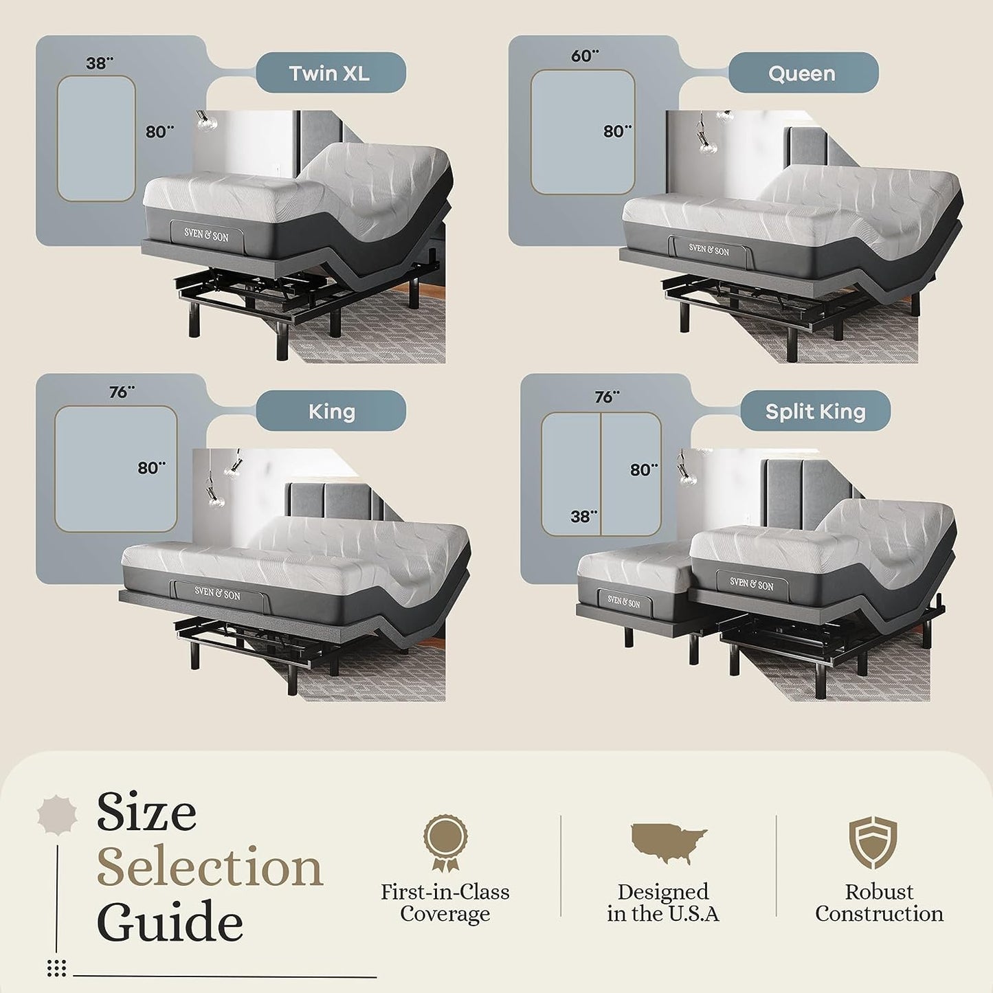 Ultimate Comfort Adjustable Bed Base with Massage, USB, Under-Bed Lights & 14" Hybrid Spring Mattress - Queen Size