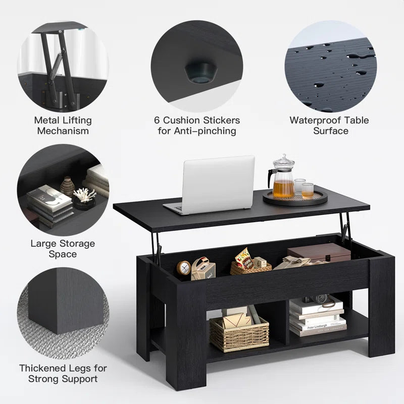 Sparta Lift Top Extendable Coffee Table with Hidden Storage - Stylish & Functional Design