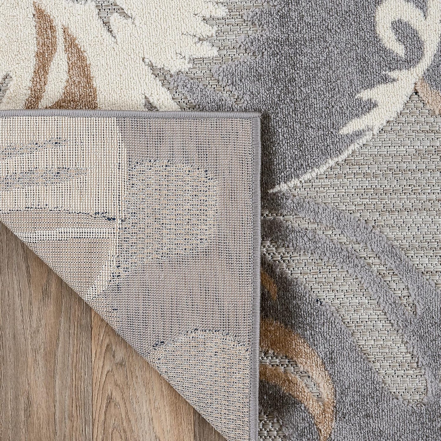 Ravenna Modern Large Gray Floral Area Rug for Indoor/Outdoor - 7'10" x 10