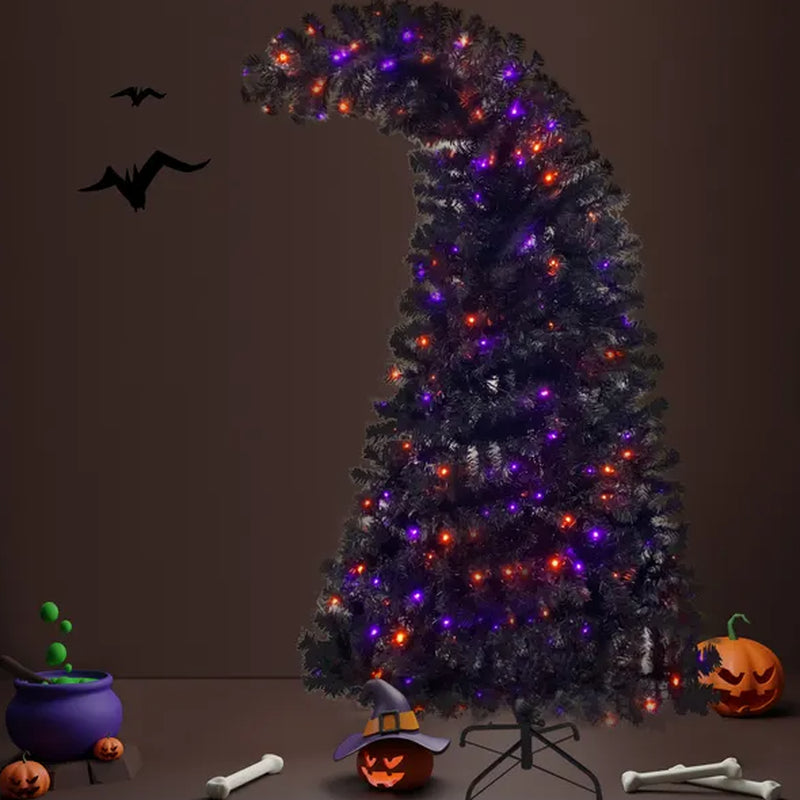 6FT Bendable Artificial Fir Christmas Tree with 300 LED Lights - Perfect for Halloween and Holiday Decor!