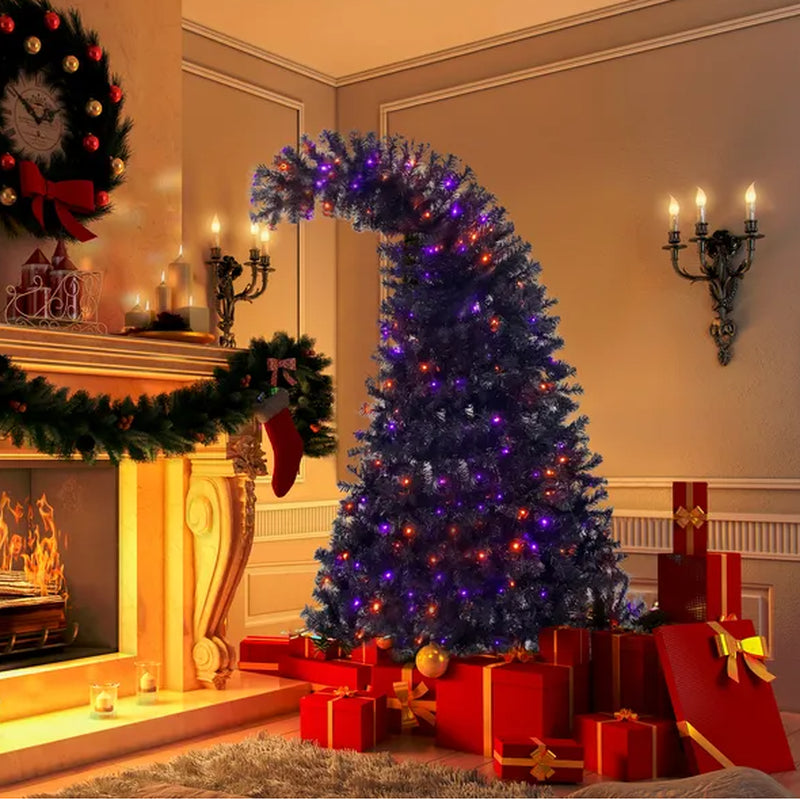 6FT Bendable Artificial Fir Christmas Tree with 300 LED Lights - Perfect for Halloween and Holiday Decor!