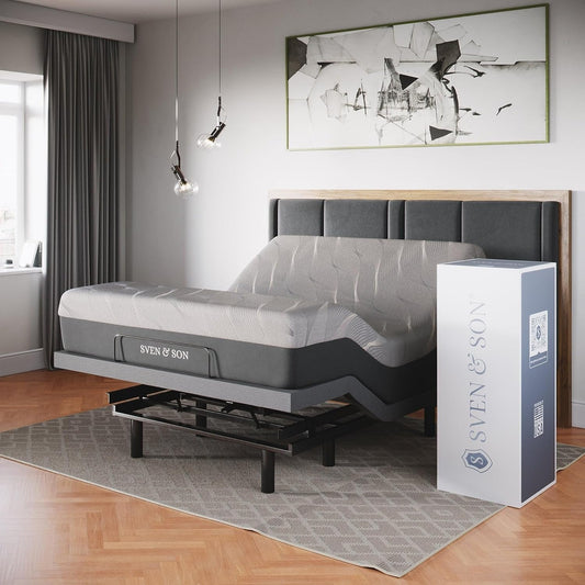 Ultimate Comfort Adjustable Bed Base with Massage, USB, Under-Bed Lights & 14" Hybrid Spring Mattress - Queen Size