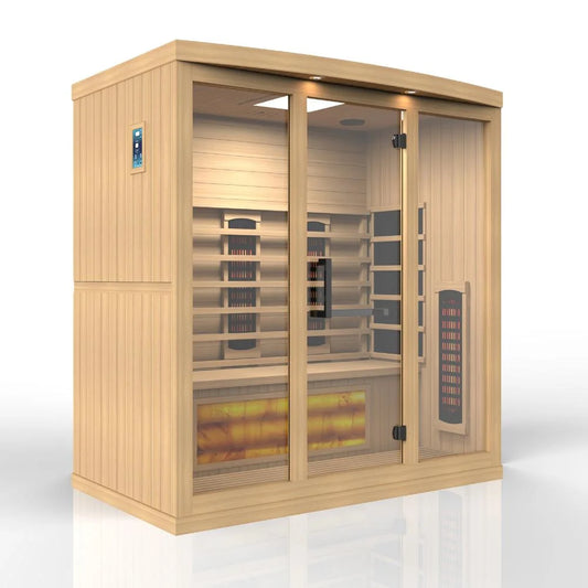 Golden Design Saunas  4-Person Full Spectrum Puretech™ near Zero EMF FAR Infrared Sauna with Himalayan Salt Bar (Canadian Hemlock)