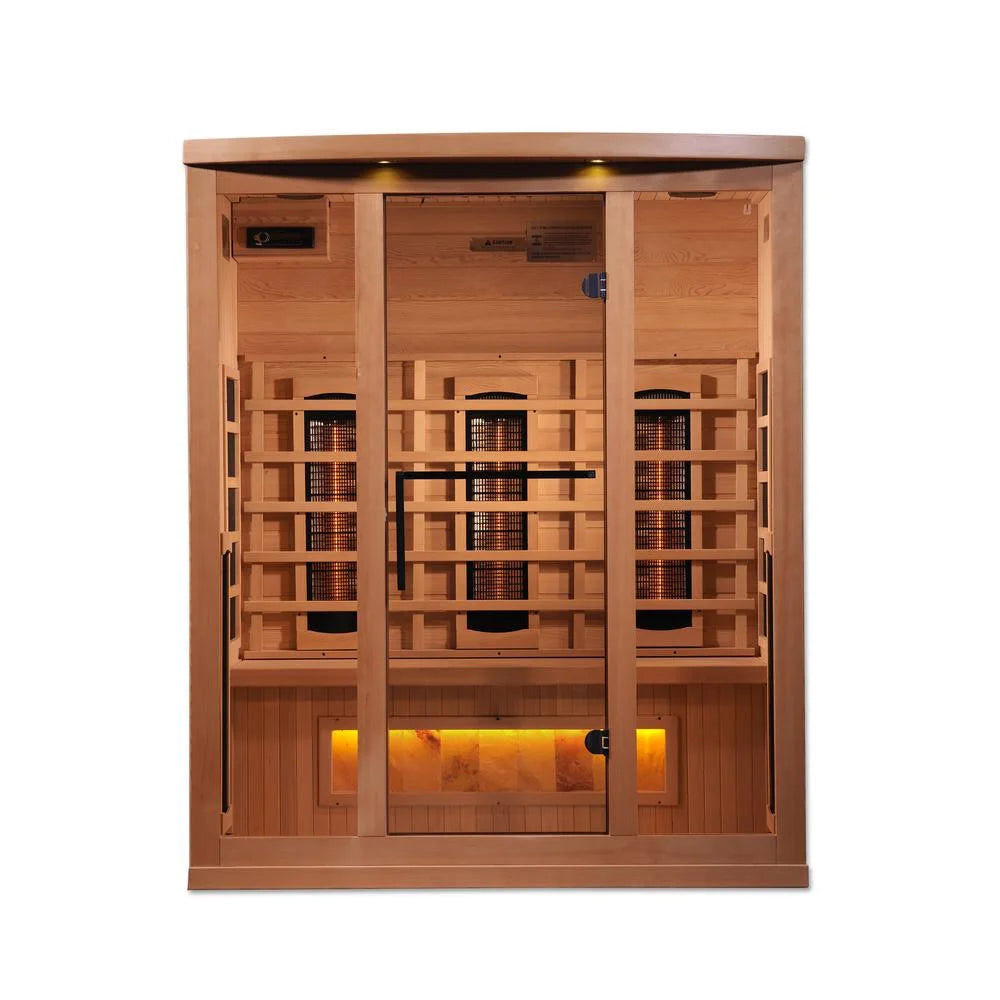 Golden Design Saunas  4-Person Full Spectrum Puretech™ near Zero EMF FAR Infrared Sauna with Himalayan Salt Bar (Canadian Hemlock)
