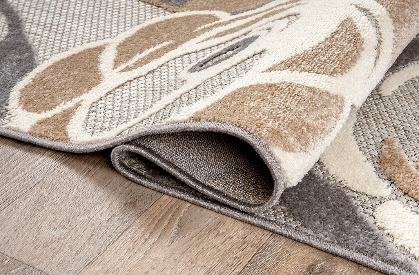 Ravenna Modern Large Gray Floral Area Rug for Indoor/Outdoor - 7'10" x 10