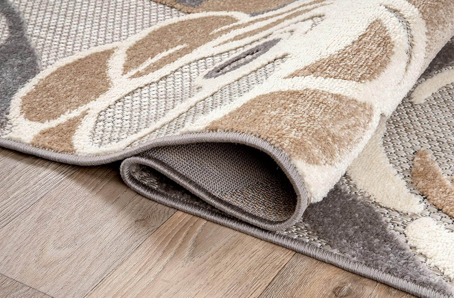 Ravenna Modern Large Gray Floral Area Rug for Indoor/Outdoor - 7'10" x 10