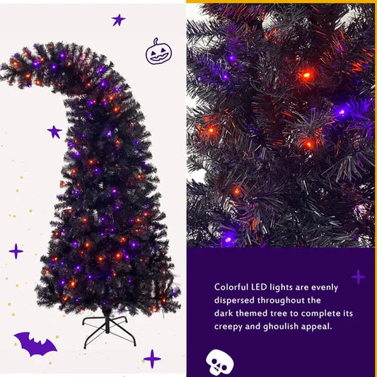 6FT Bendable Artificial Fir Christmas Tree with 300 LED Lights - Perfect for Halloween and Holiday Decor!