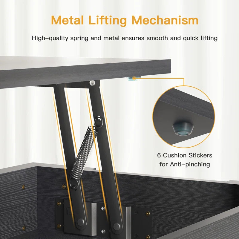 Sparta Lift Top Extendable Coffee Table with Hidden Storage - Stylish & Functional Design